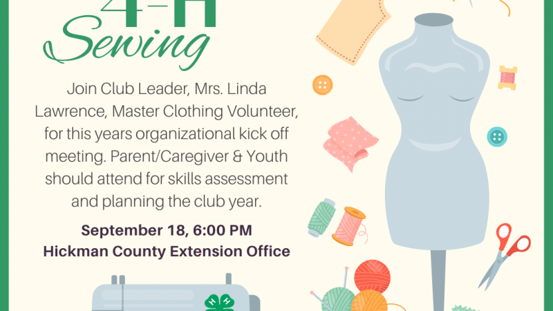 4-H Sewing Interest Meeting Graphic